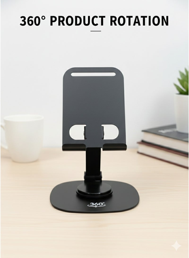 أكاليكس حامل هاتف محمول من الفولاذ الكربوني، حامل هاتف محمول متعدد الوظائف قابل للتعديل بزاوية 360 درجة، حامل هاتف قابل للطي، ثابت ومضاد للانزلاق (أسود) - Image 4